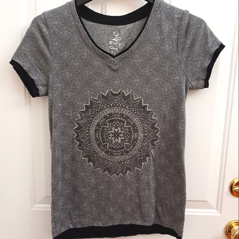 Made For Life Graphic Tee Heather Gray Black Silver Women's Sz Small